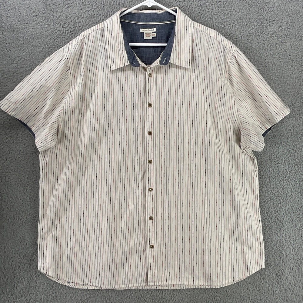 Carbon 2 Cobalt Shirt Mens XXXL Button White Stripe Effortless Short Sleeve Boho